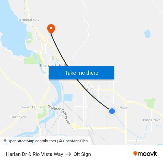 Harlan Dr & Rio Vista Way to Oit Sign map