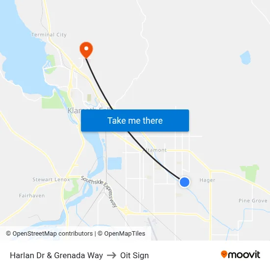 Harlan Dr & Grenada Way to Oit Sign map