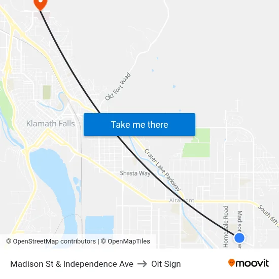 Madison St & Independence Ave to Oit Sign map