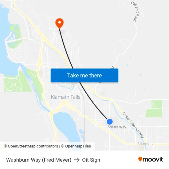 Washburn Way (Fred Meyer) to Oit Sign map