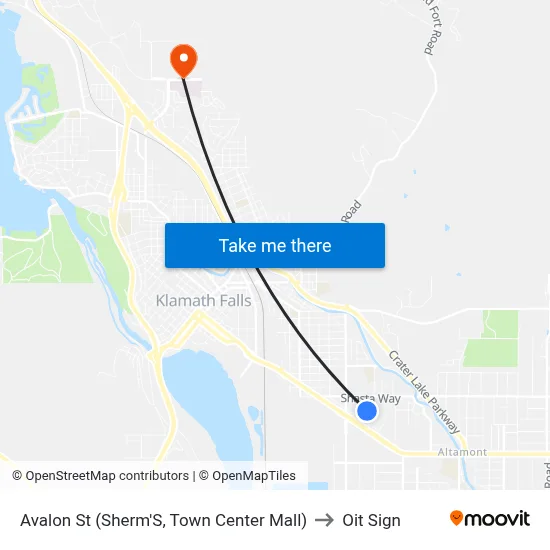 Avalon St (Sherm'S, Town Center Mall) to Oit Sign map
