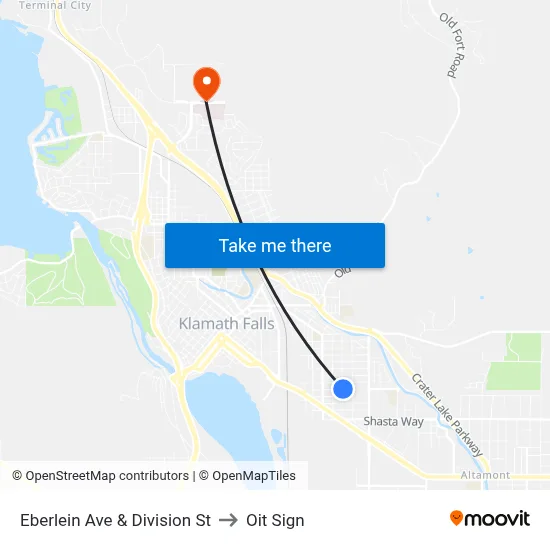 Eberlein Ave & Division St to Oit Sign map