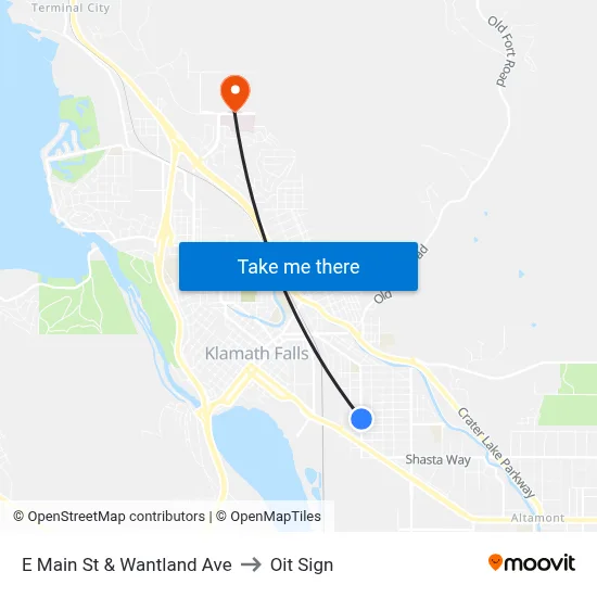 E Main St & Wantland Ave to Oit Sign map