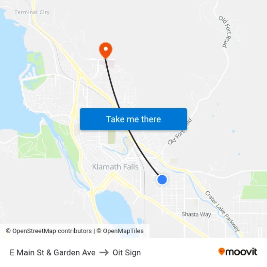 E Main St & Garden Ave to Oit Sign map