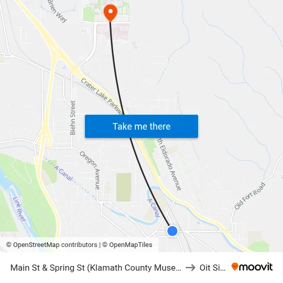 Main St & Spring St (Klamath County Museums) to Oit Sign map