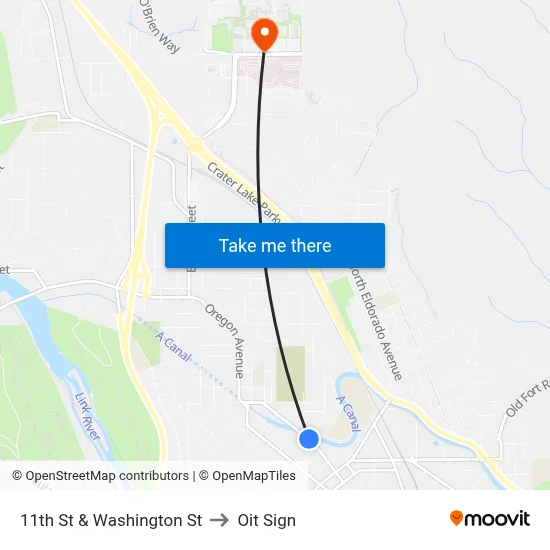 11th St & Washington St to Oit Sign map