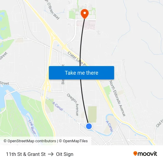 11th St & Grant St to Oit Sign map