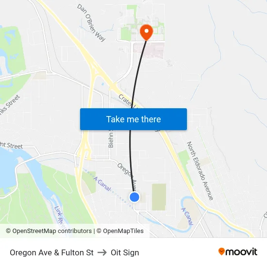 Oregon Ave & Fulton St to Oit Sign map