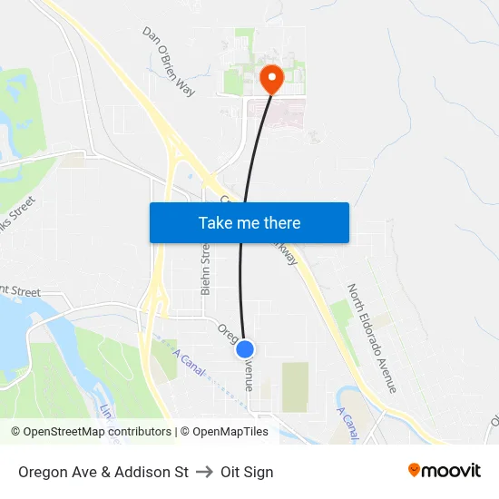 Oregon Ave & Addison St to Oit Sign map