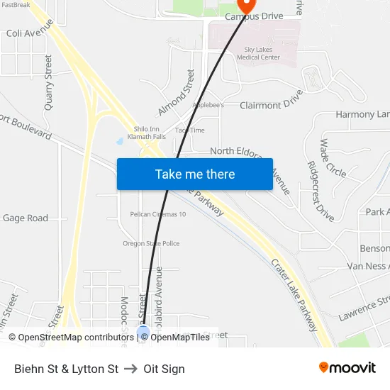 Biehn St & Lytton St to Oit Sign map