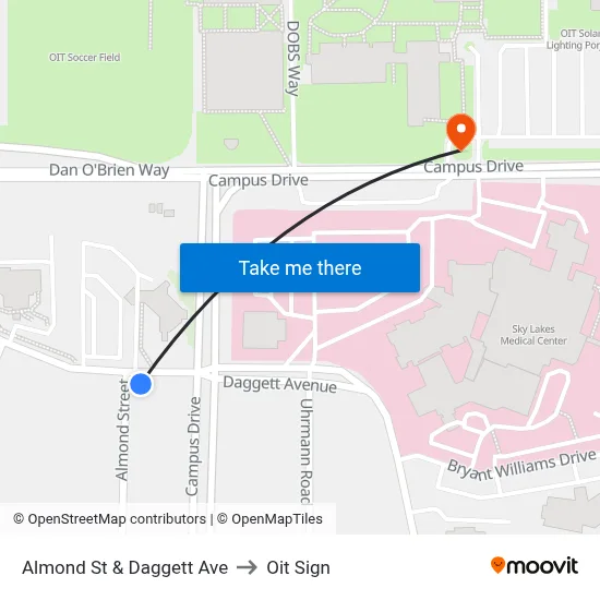 Almond St & Daggett Ave to Oit Sign map