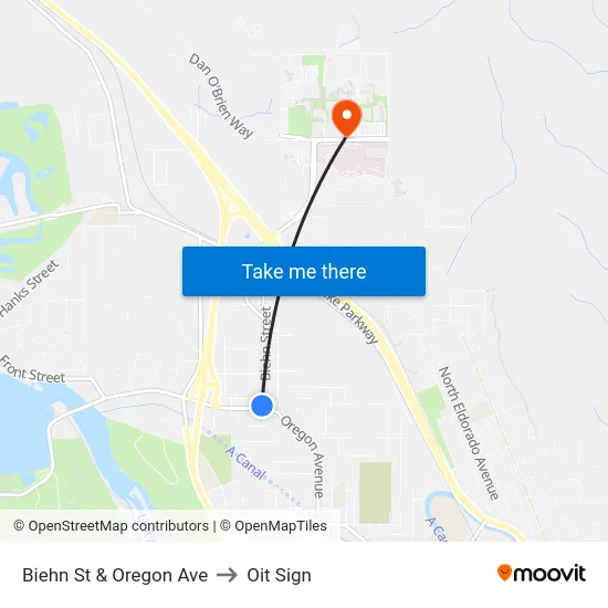 Biehn St & Oregon Ave to Oit Sign map