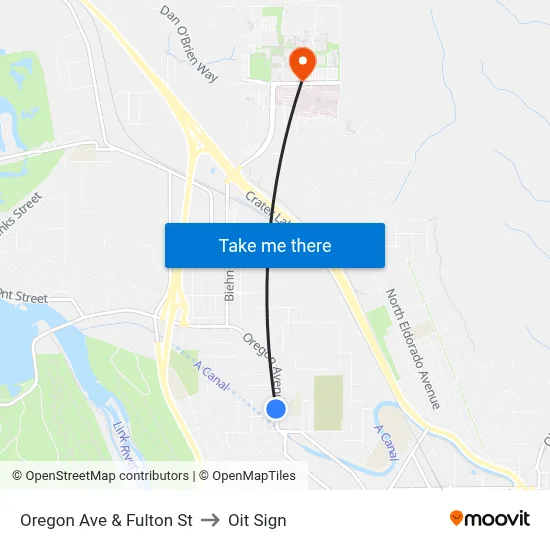 Oregon Ave & Fulton St to Oit Sign map