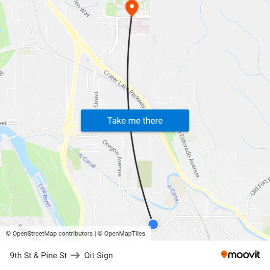 9th St & Pine St to Oit Sign map
