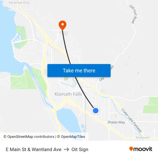 E Main St & Wantland Ave to Oit Sign map