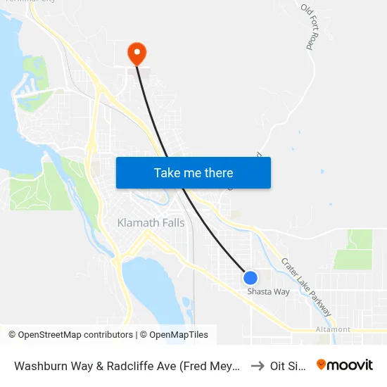 Washburn Way & Radcliffe Ave (Fred Meyer) to Oit Sign map
