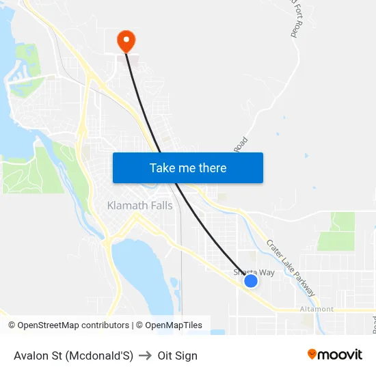 Avalon St (Mcdonald'S) to Oit Sign map