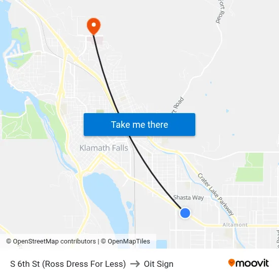 S 6th St (Ross Dress For Less) to Oit Sign map