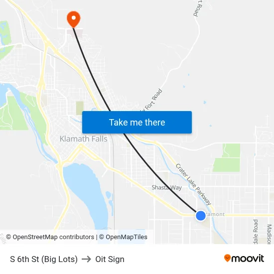 S 6th St (Big Lots) to Oit Sign map