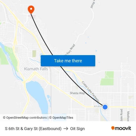S 6th St & Gary St (Eastbound) to Oit Sign map