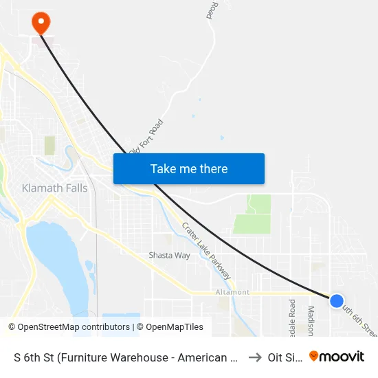 S 6th St (Furniture Warehouse - American Marine) to Oit Sign map