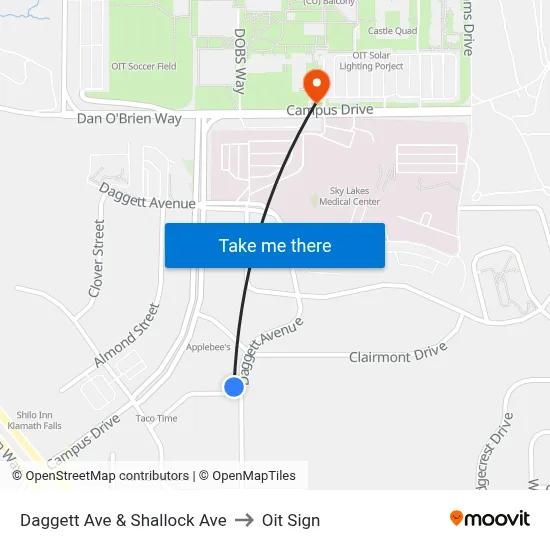 Daggett Ave & Shallock Ave to Oit Sign map