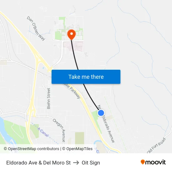 Eldorado Ave & Del Moro St to Oit Sign map