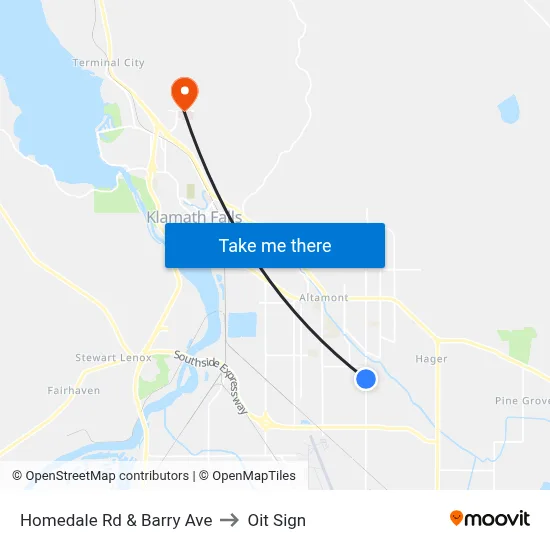 Homedale Rd & Barry Ave to Oit Sign map
