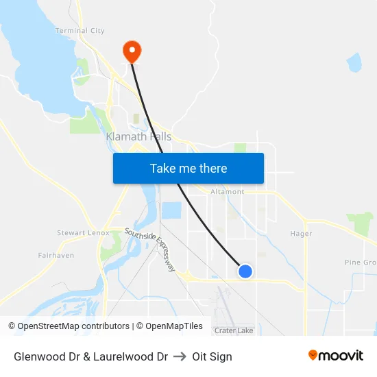 Glenwood Dr & Laurelwood Dr to Oit Sign map