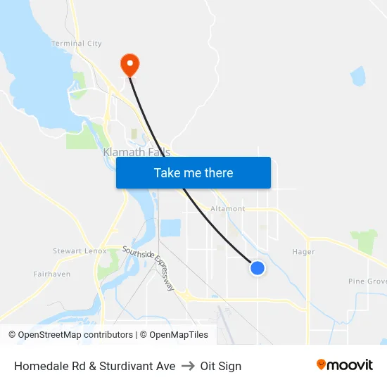 Homedale Rd & Sturdivant Ave to Oit Sign map