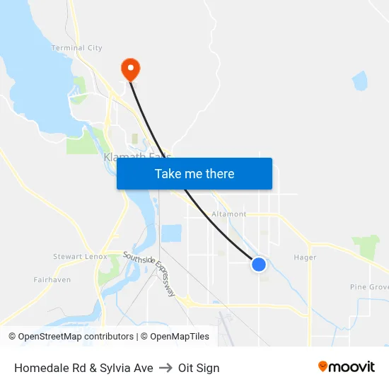 Homedale Rd & Sylvia Ave to Oit Sign map