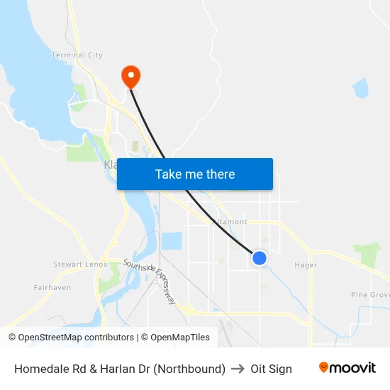 Homedale Rd & Harlan Dr (Northbound) to Oit Sign map