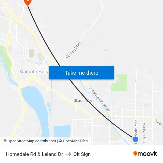 Homedale Rd & Leland Dr to Oit Sign map