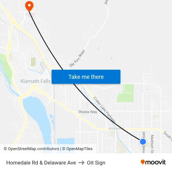 Homedale Rd & Delaware Ave to Oit Sign map