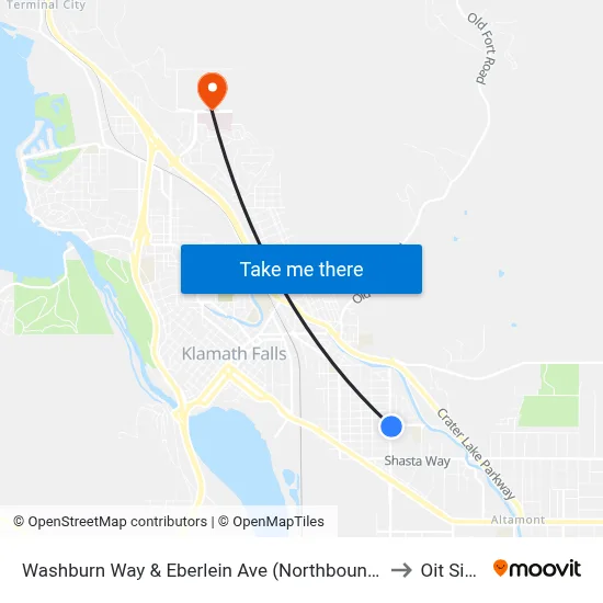 Washburn Way & Eberlein Ave (Northbound) to Oit Sign map