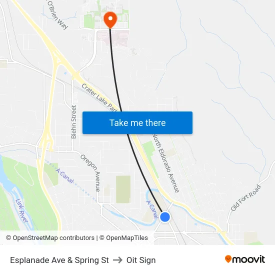 Esplanade Ave & Spring St to Oit Sign map
