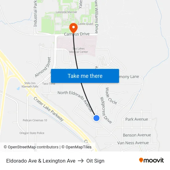 Eldorado Ave & Lexington Ave to Oit Sign map