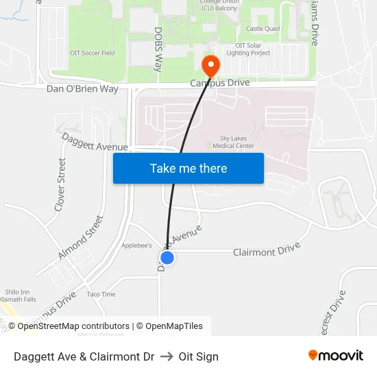 Daggett Ave & Clairmont Dr to Oit Sign map