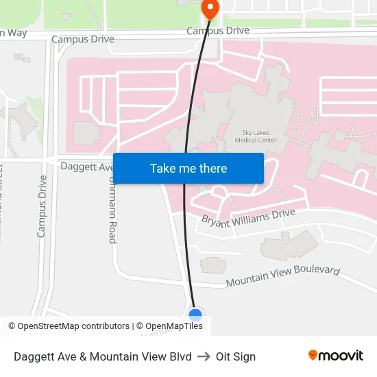 Daggett Ave & Mountain View Blvd to Oit Sign map