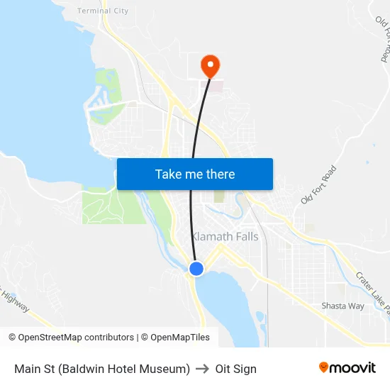 Main St (Baldwin Hotel Museum) to Oit Sign map