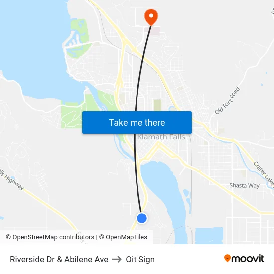 Riverside Dr & Abilene Ave to Oit Sign map