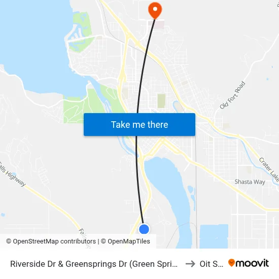 Riverside Dr & Greensprings Dr (Green Springs Market) to Oit Sign map