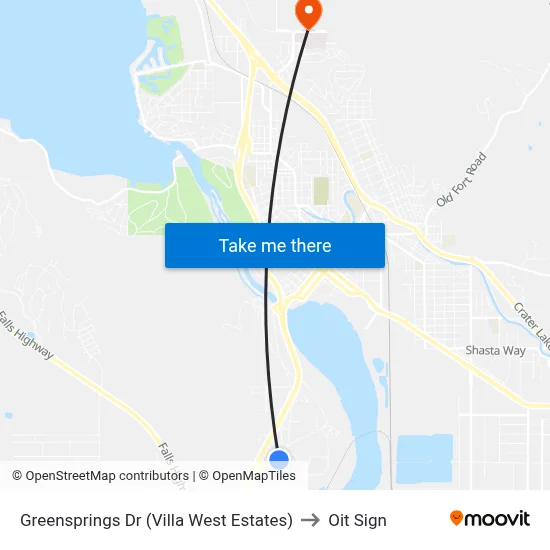 Greensprings Dr (Villa West Estates) to Oit Sign map