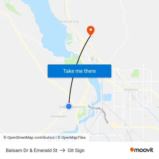 Balsam Dr & Emerald St to Oit Sign map