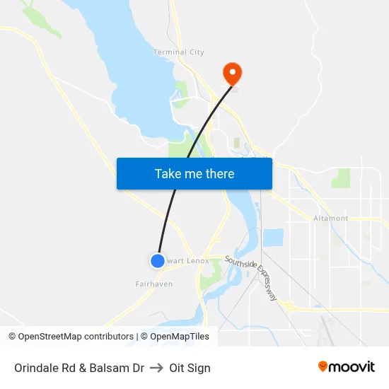 Orindale Rd & Balsam Dr to Oit Sign map