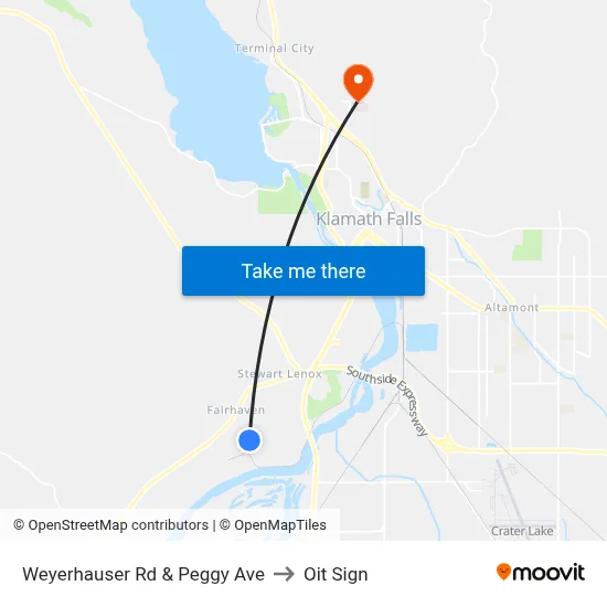Weyerhauser Rd & Peggy Ave to Oit Sign map