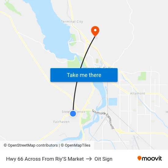 Hwy 66 Across From Riy’S Market to Oit Sign map