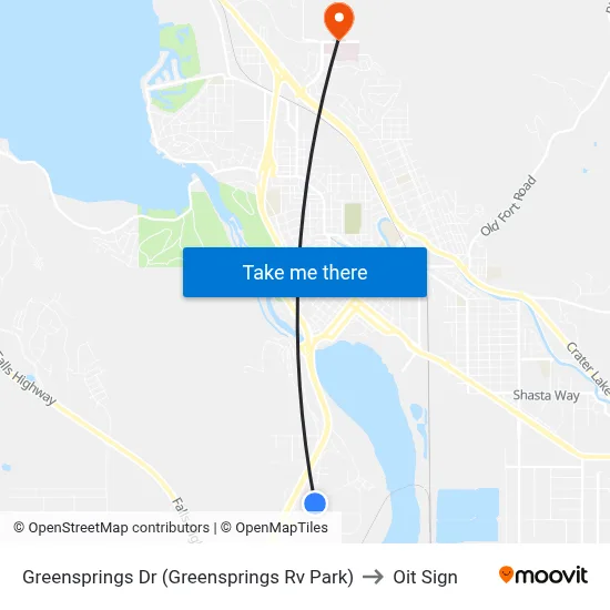 Greensprings Dr (Greensprings Rv Park) to Oit Sign map