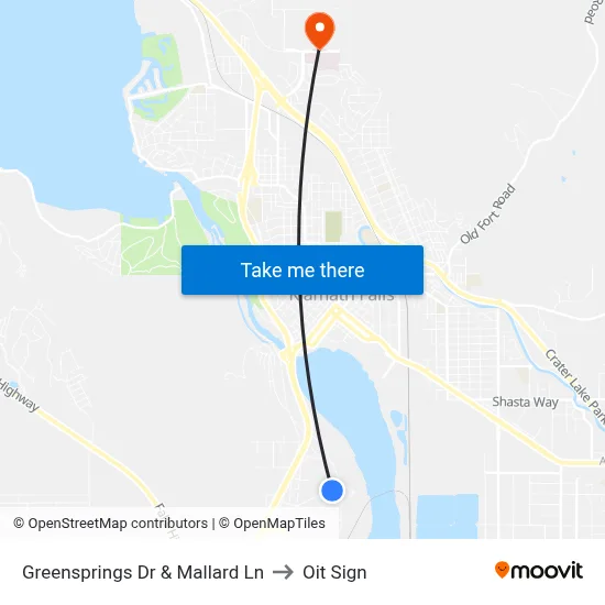 Greensprings Dr & Mallard Ln to Oit Sign map
