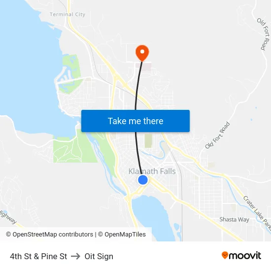 4th St & Pine St to Oit Sign map